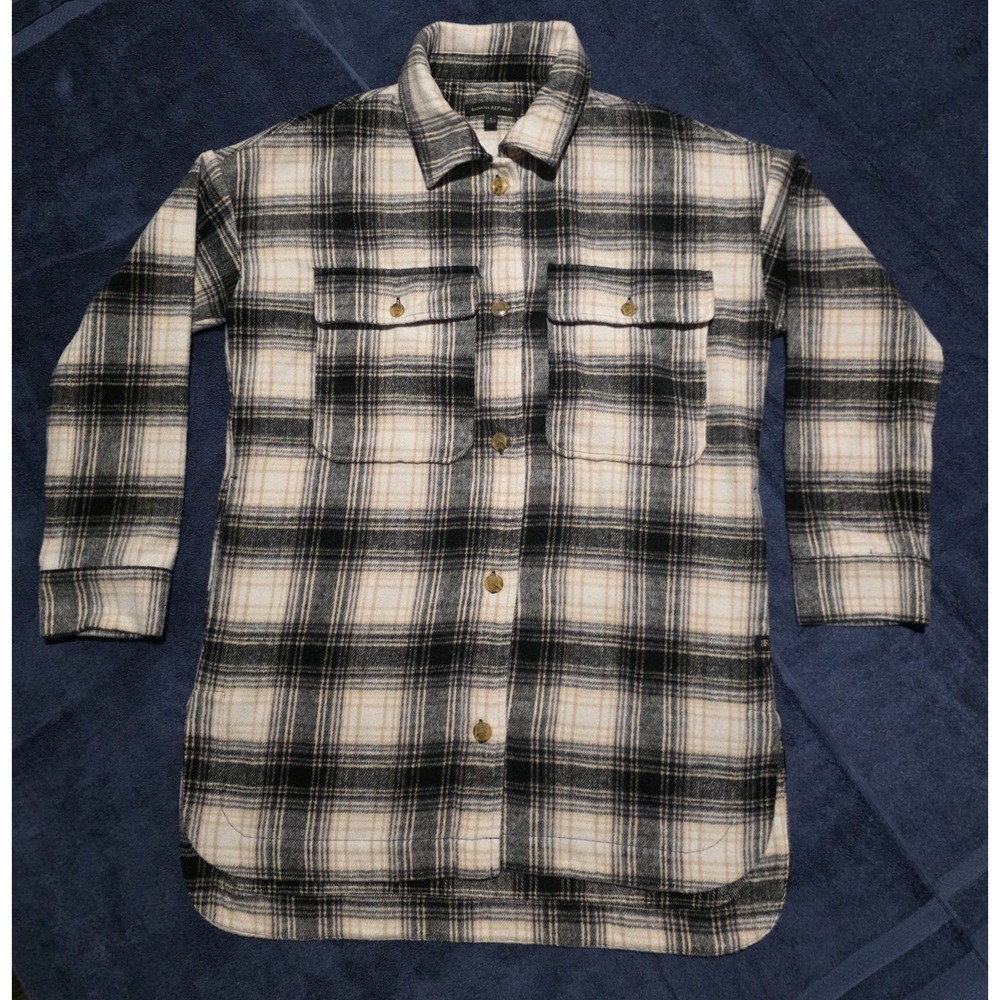Banana Republic Shacket Womens Small S‎ Plaid Flannel Shirt Jacket Wool Blend